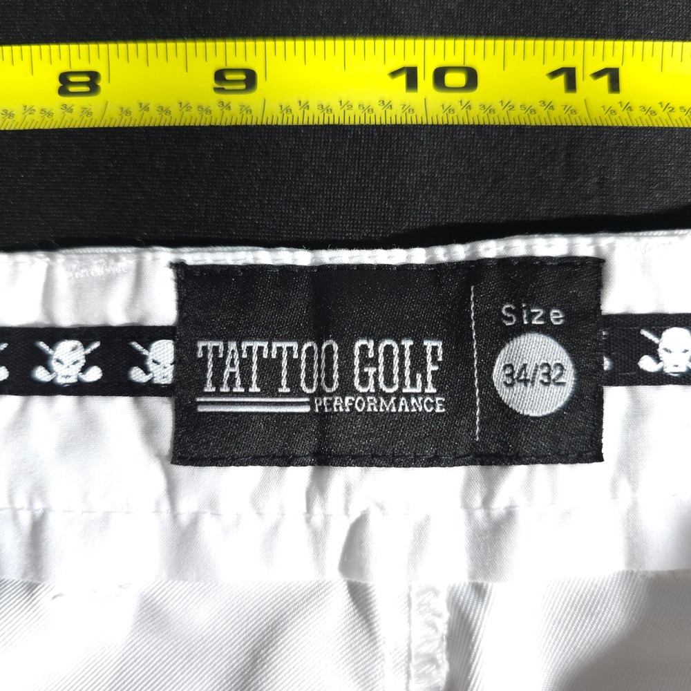 Tattoo Golf Performance Mens White Cotton Flat Front Golf Pants Size 34x32 - Picture 8 of 12